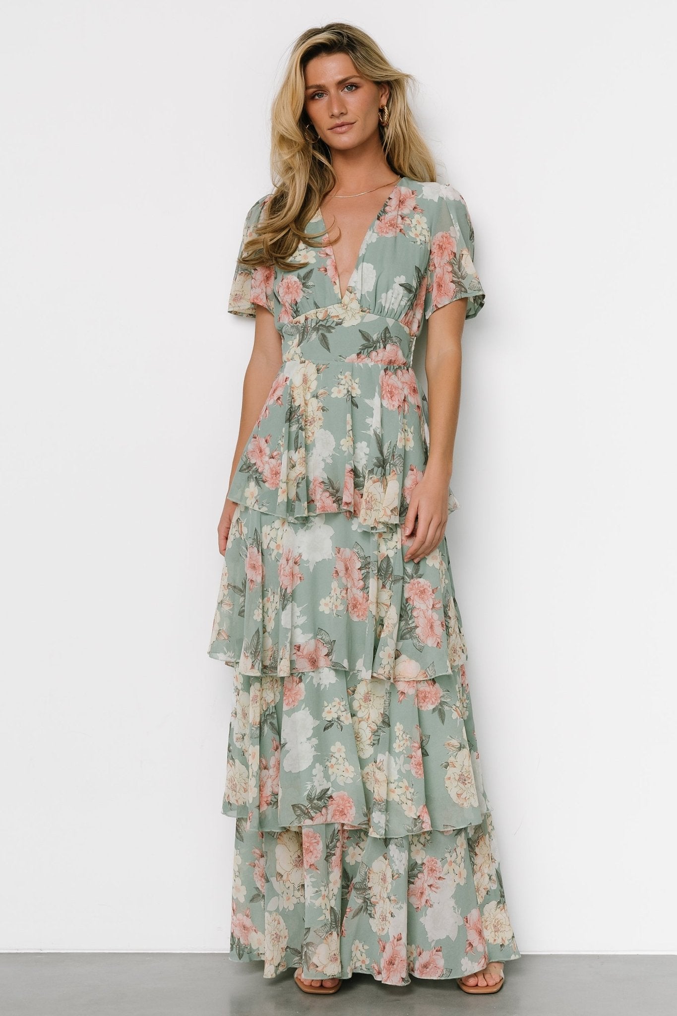 Montaigne Ruffle Maxi Dress | Sage Floral