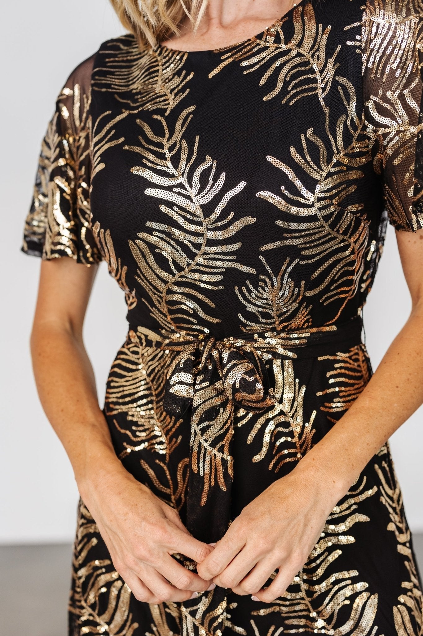 Muse Sequin Maxi Dress | Black + Gold