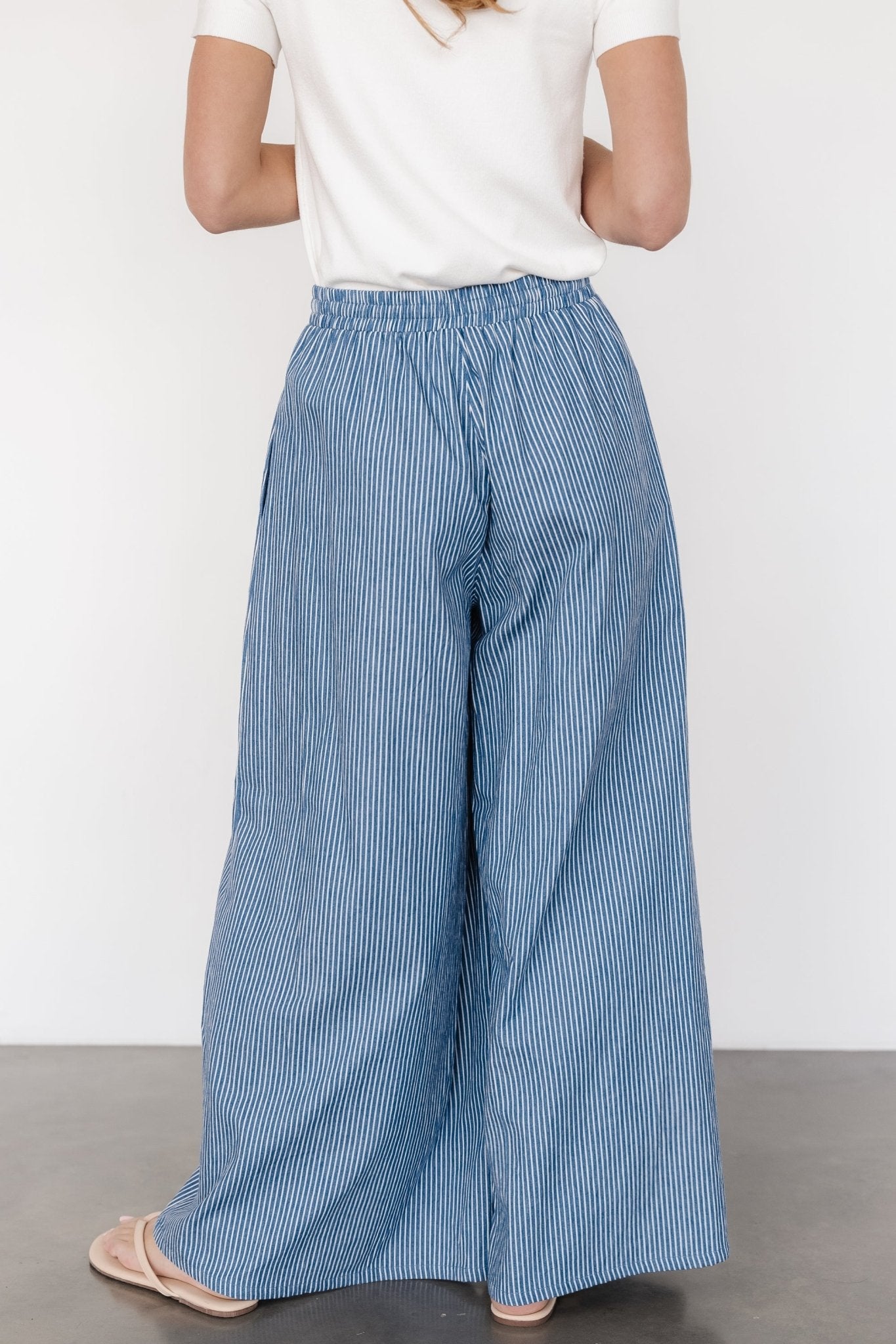 Odelia Striped Pants | Blue + Off White Stripe