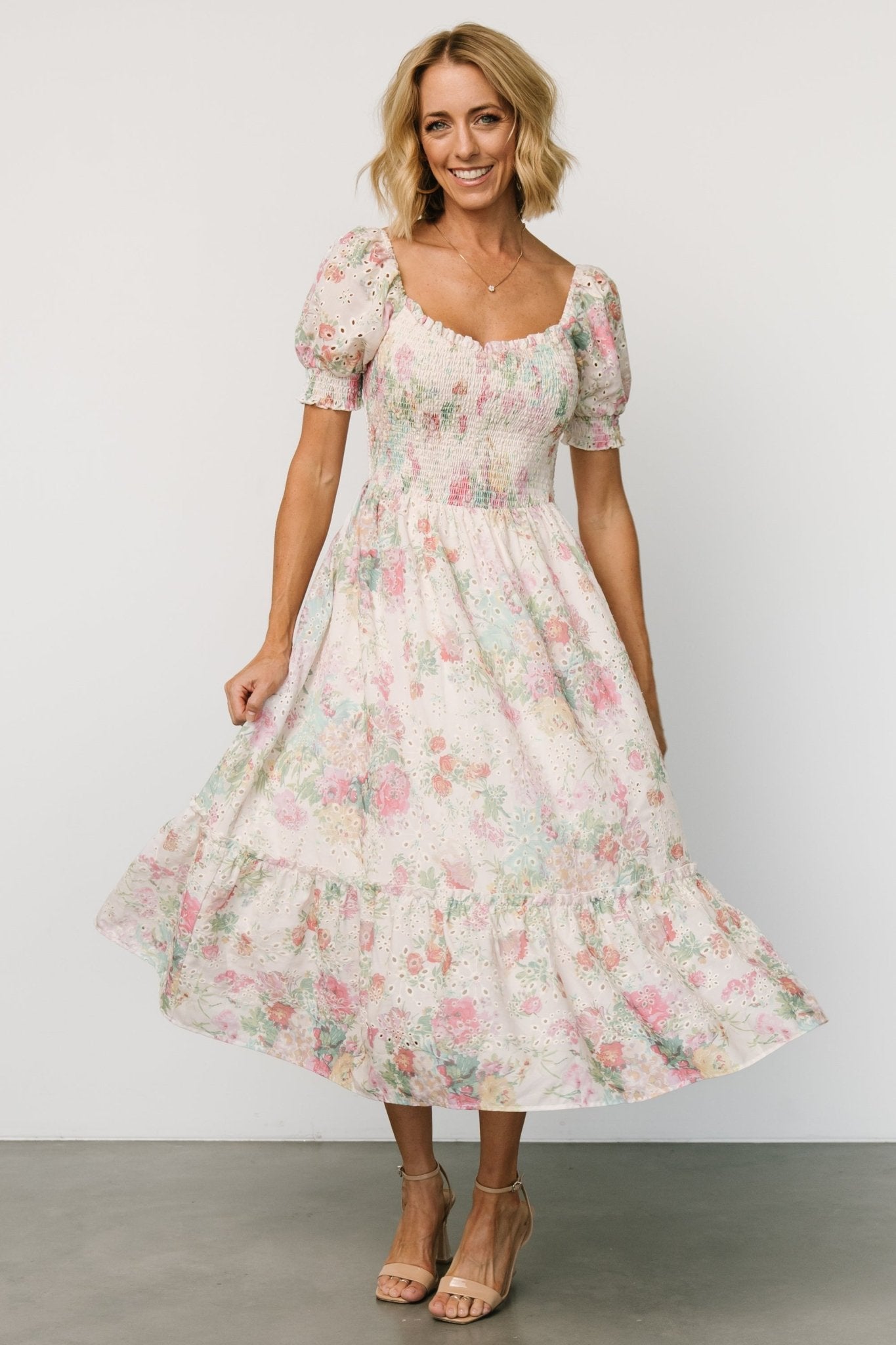 Piper Eyelet Midi Dress | Vintage Floral