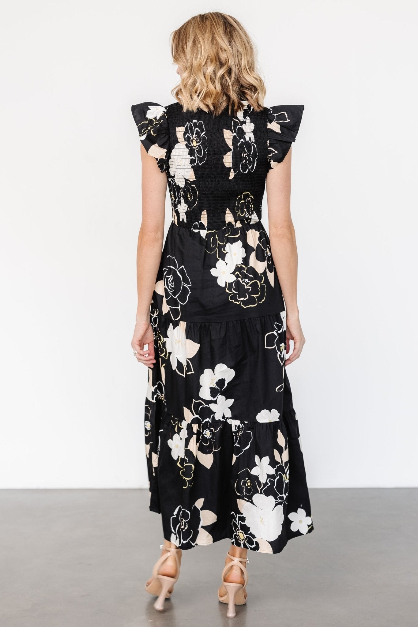 Ranchero Smocked Maxi Dress | Black Print