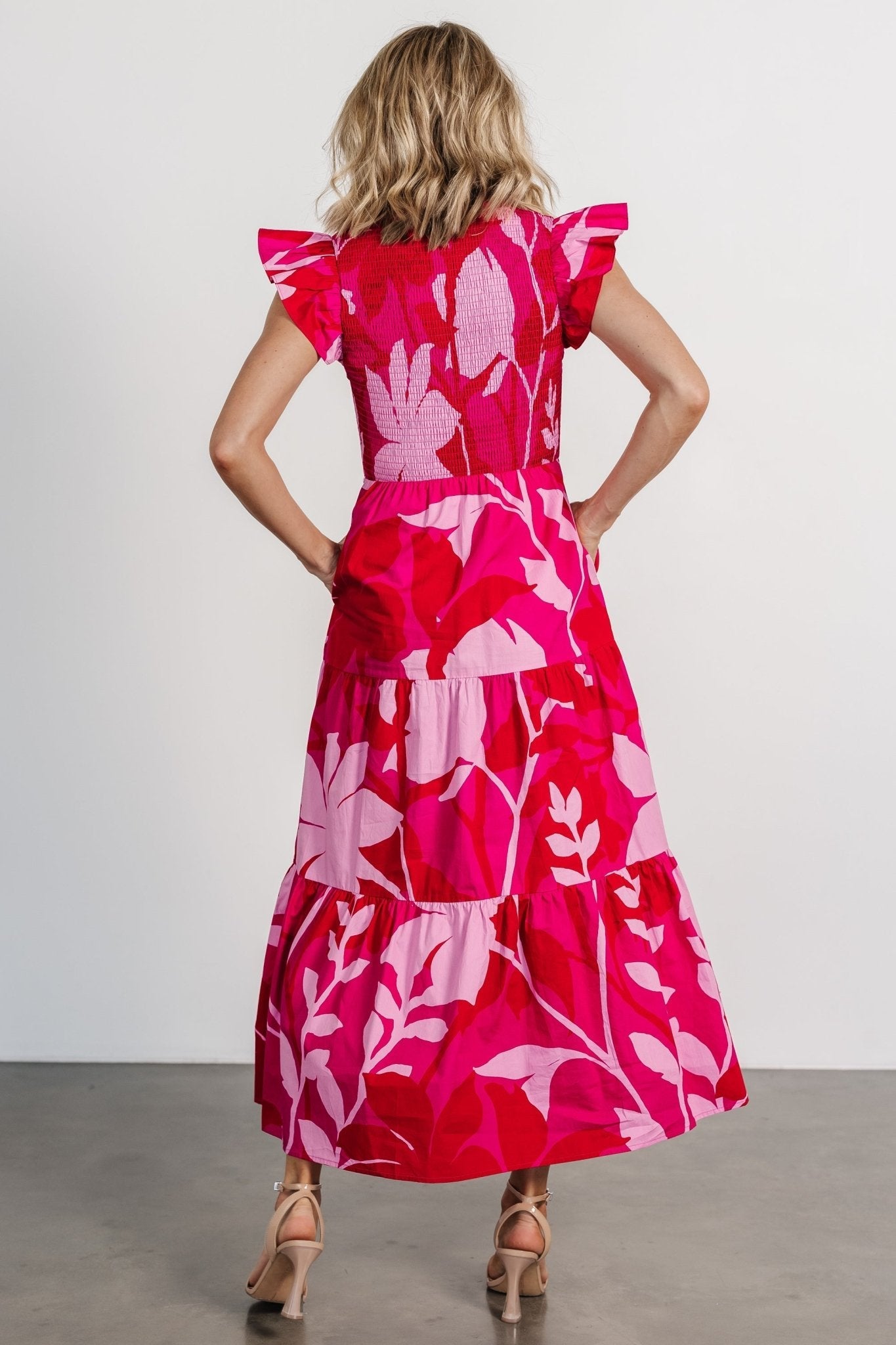 Ranchero Smocked Maxi Dress | Red + Pink