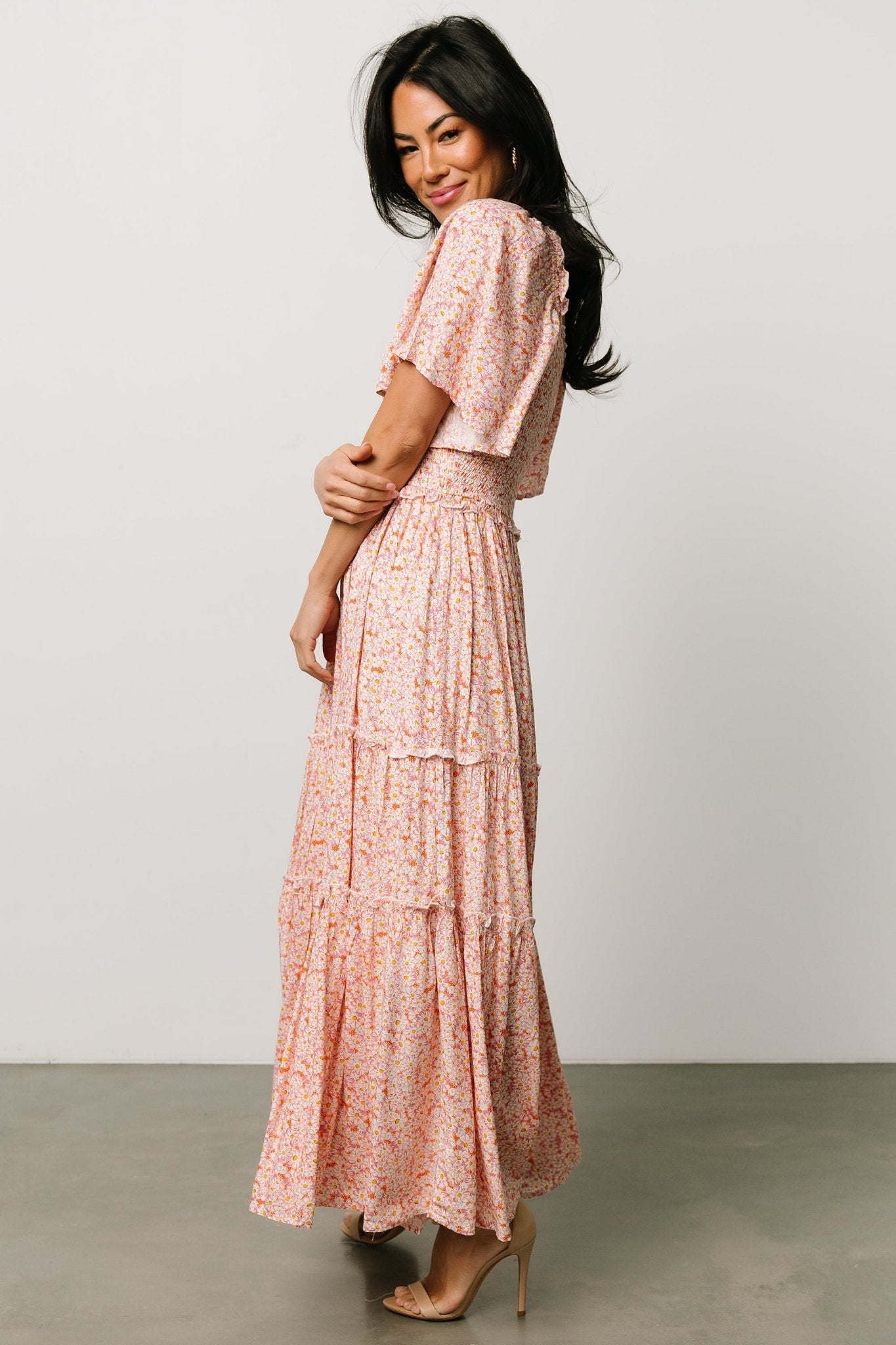 Regina Smocked Maxi Dress | Coral Floral