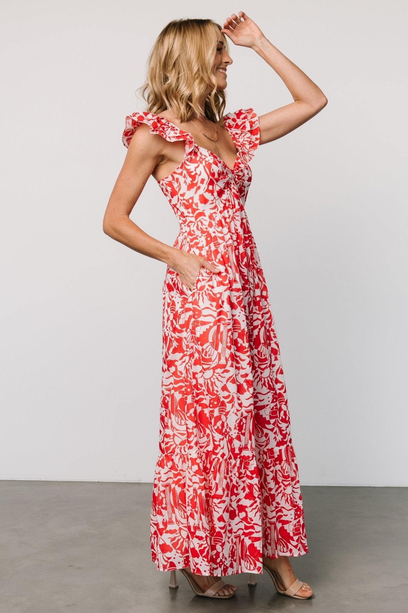Renee Maxi Dress | White + Red
