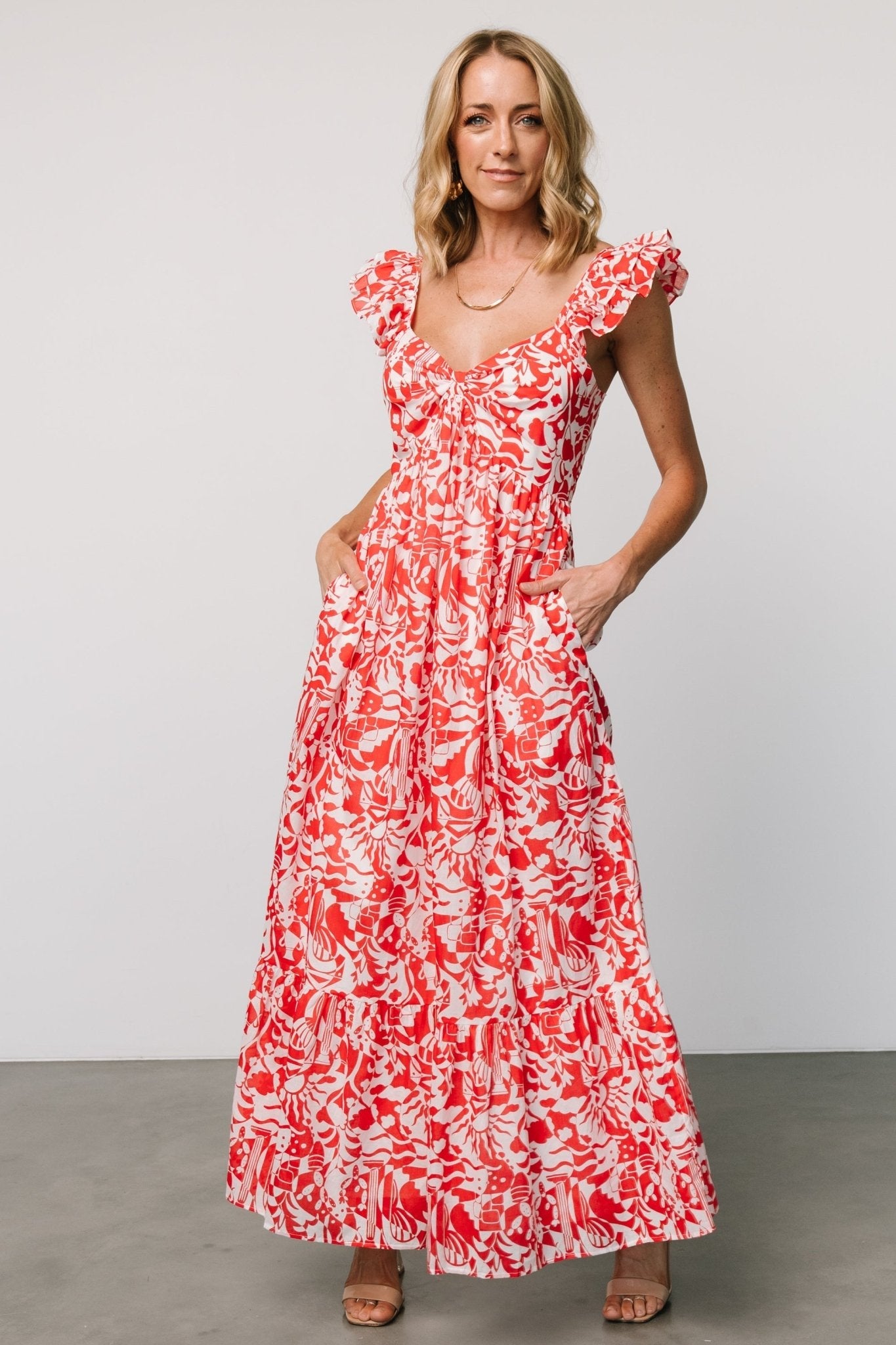 Renee Maxi Dress | White + Red