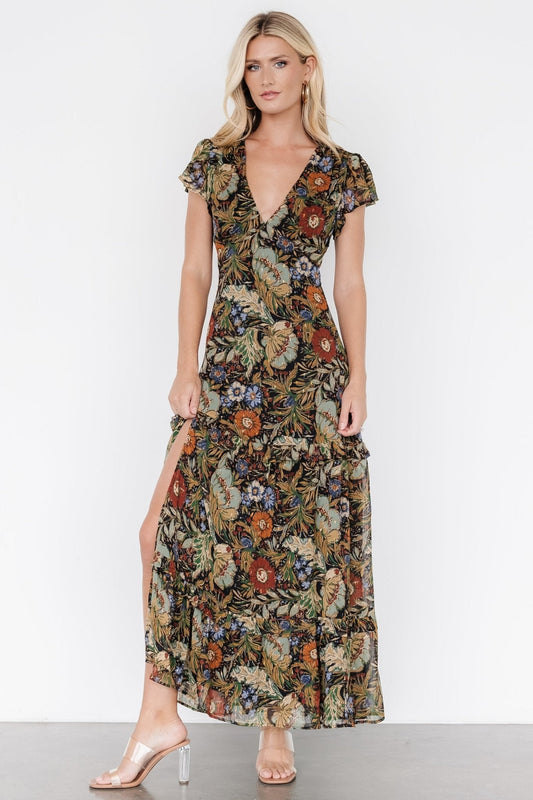 Riverwood Deep V Maxi Dress | Multi Floral