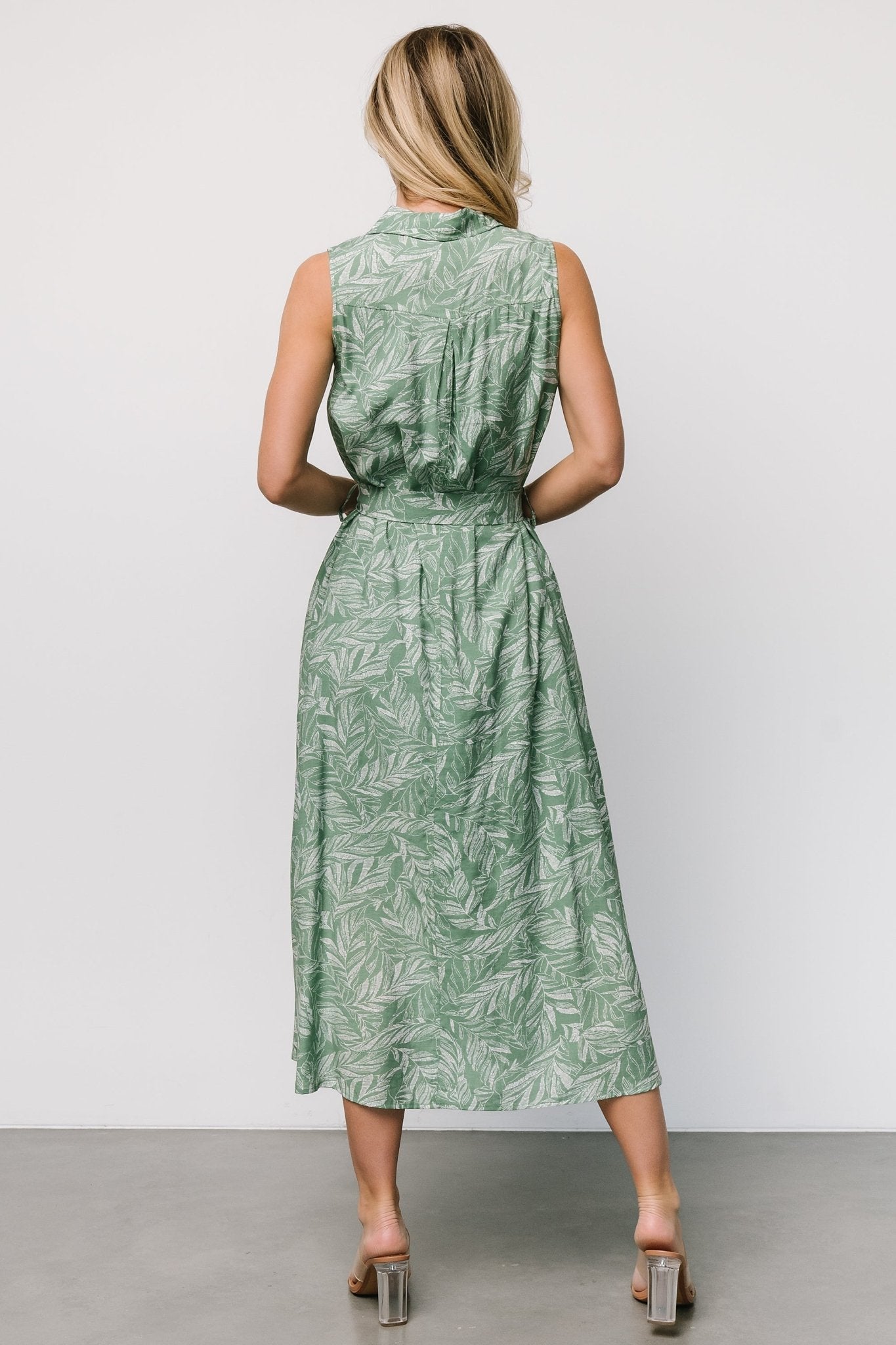 Scottie Button Tank Dress | Green Print