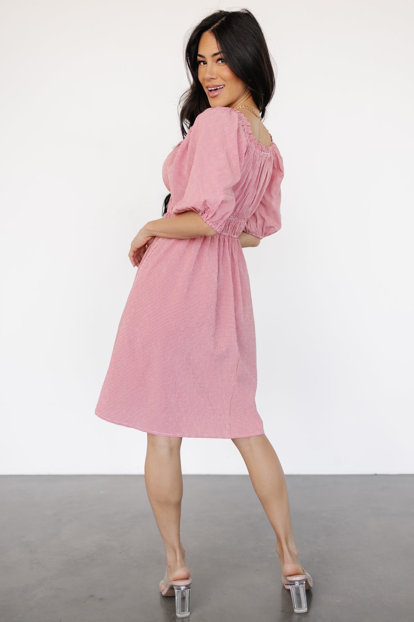 Shawna Short Dress | Red Gingham Print