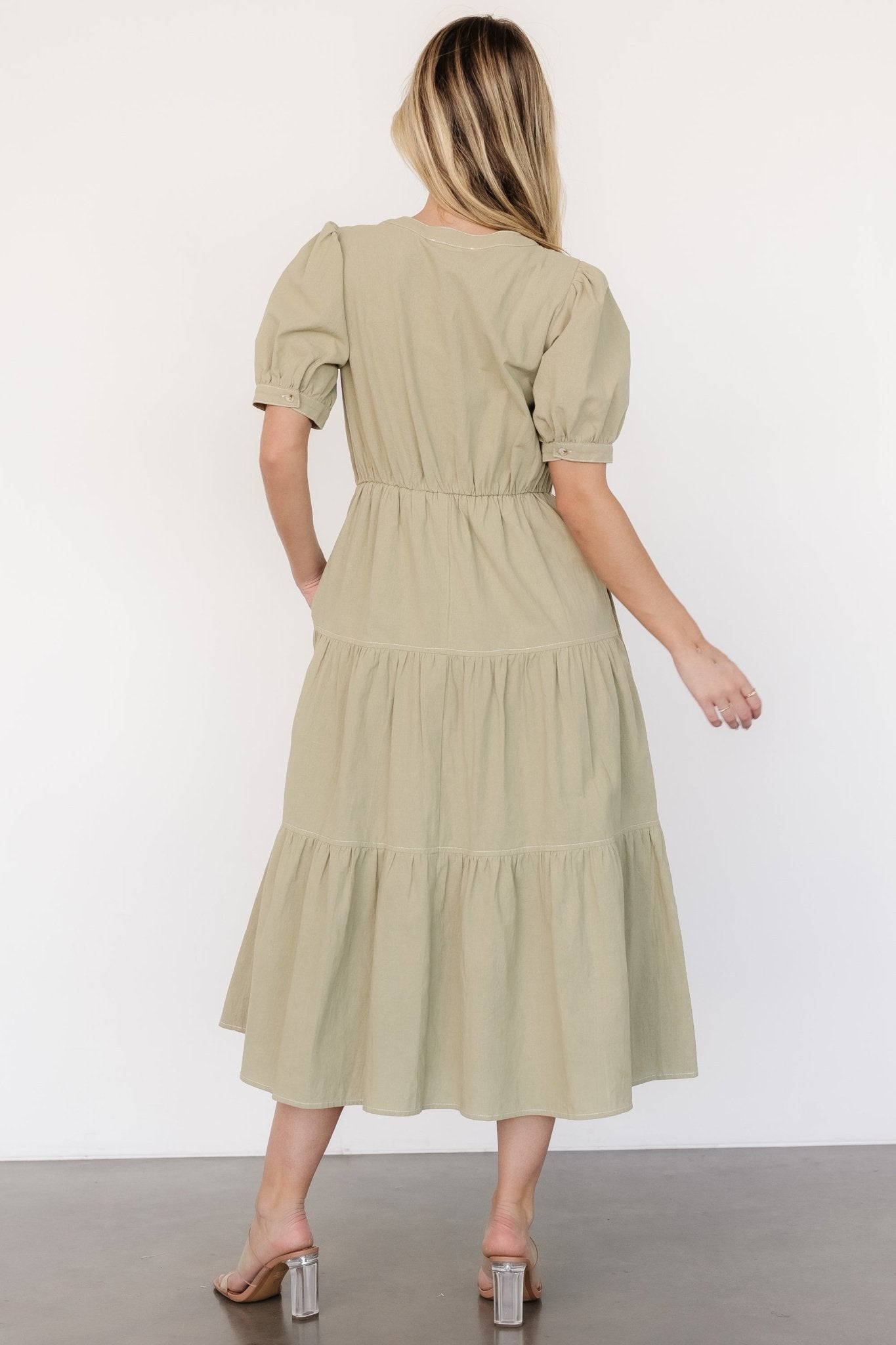 Shelby Button Top Dress | Sage Green