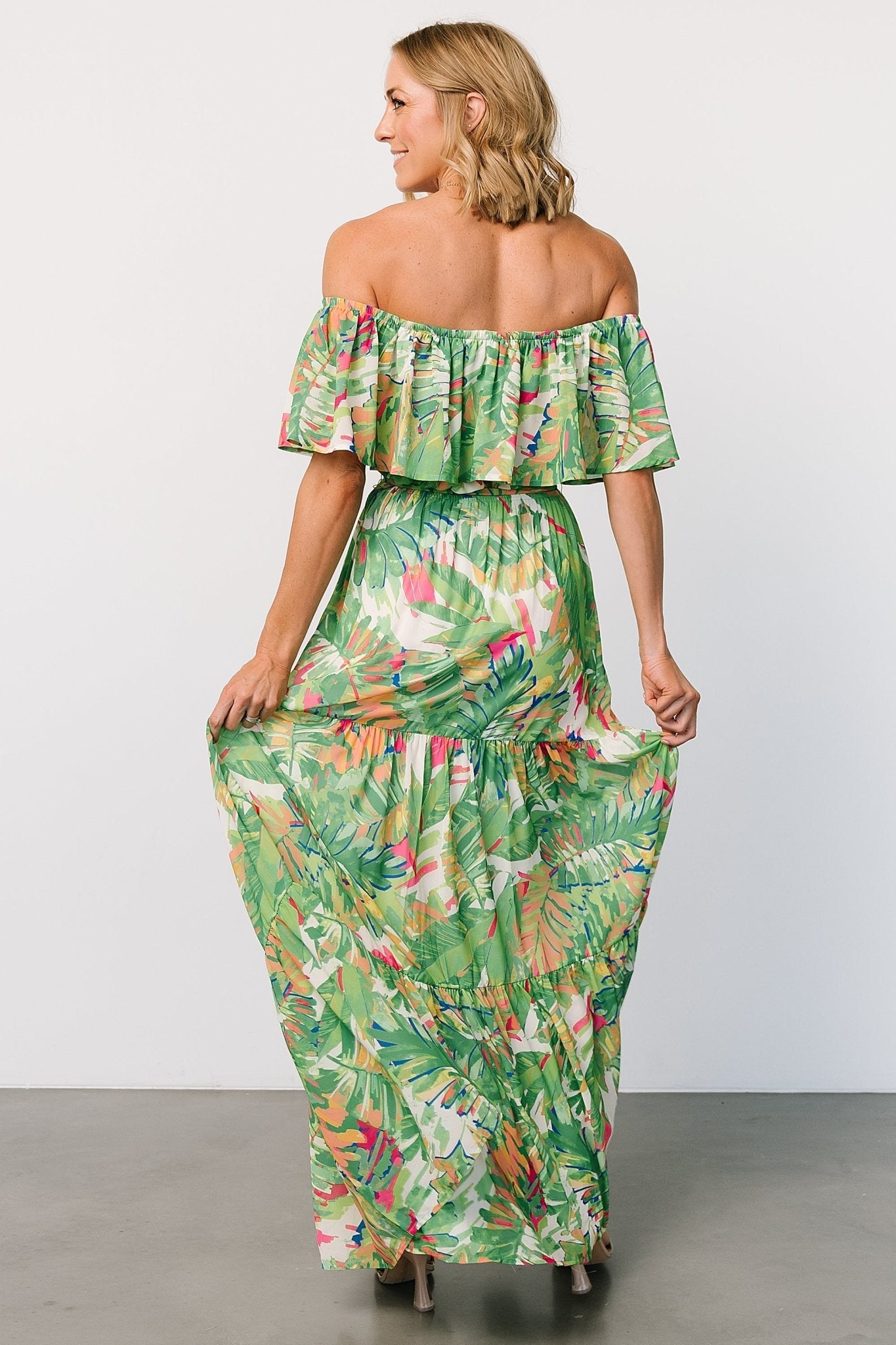 Sonoma Off Shoulder Maxi Dress | Green Multi