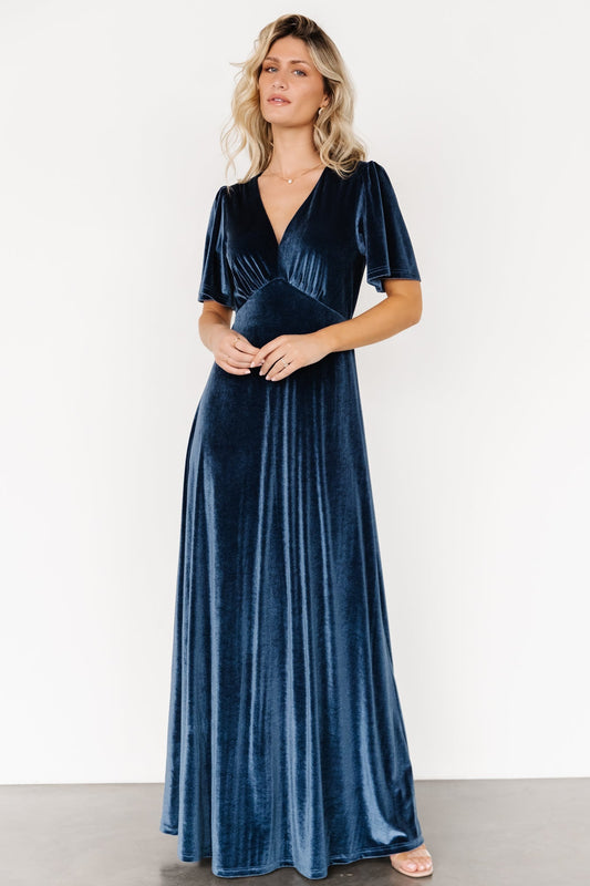 Vivian Velvet Maxi Dress | Blue