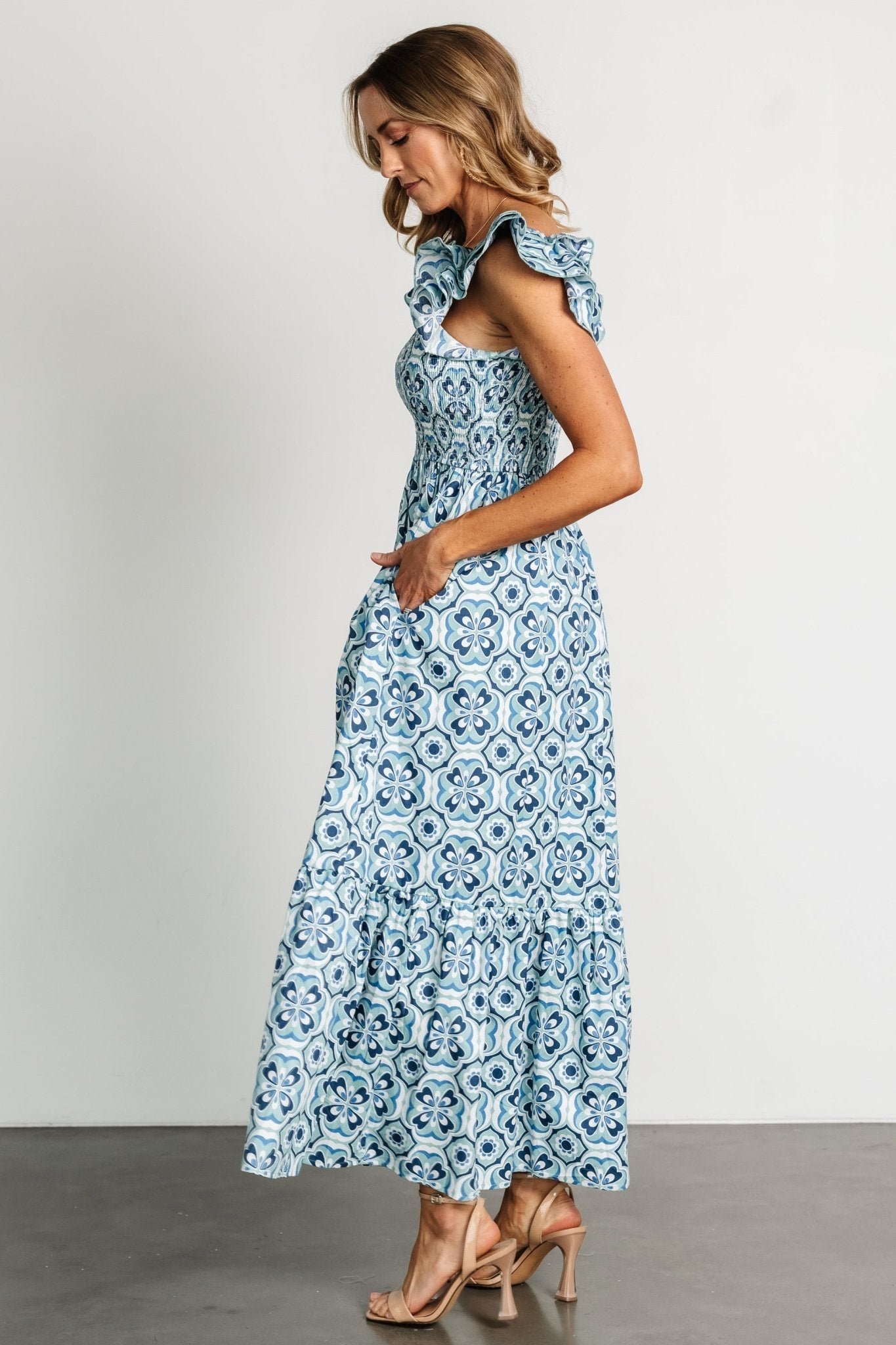 Zoey Smocked Maxi Dress | Blue Print