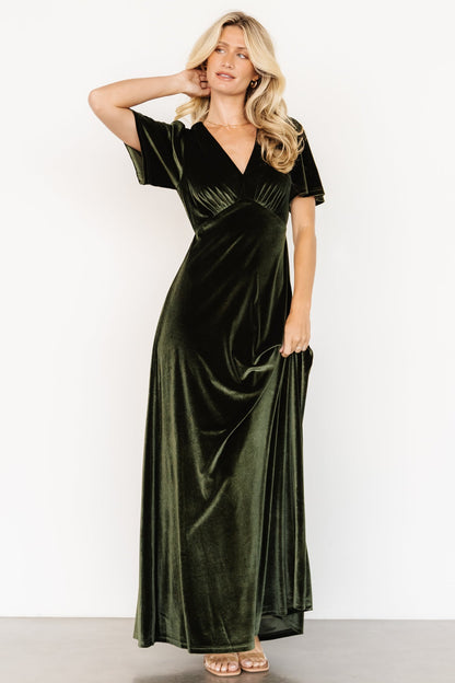 Vivian Velvet Maxi Dress | Olive
