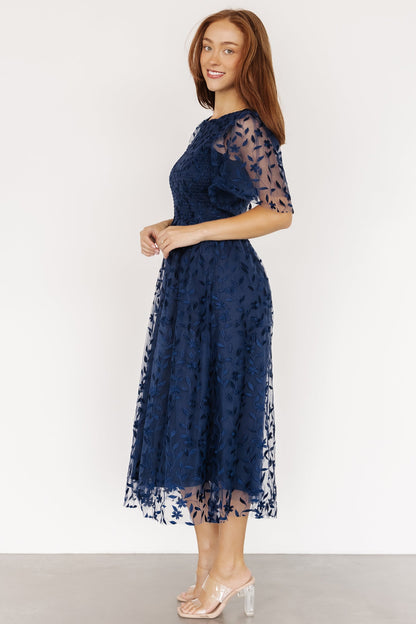 Kendra Embroidered Dress | Navy