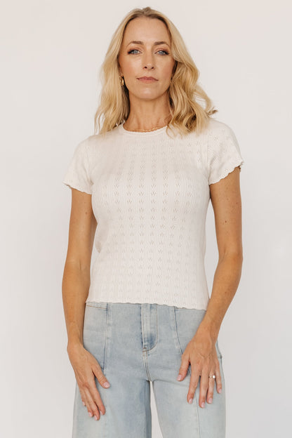 Penny Pointelle Top | Ivory