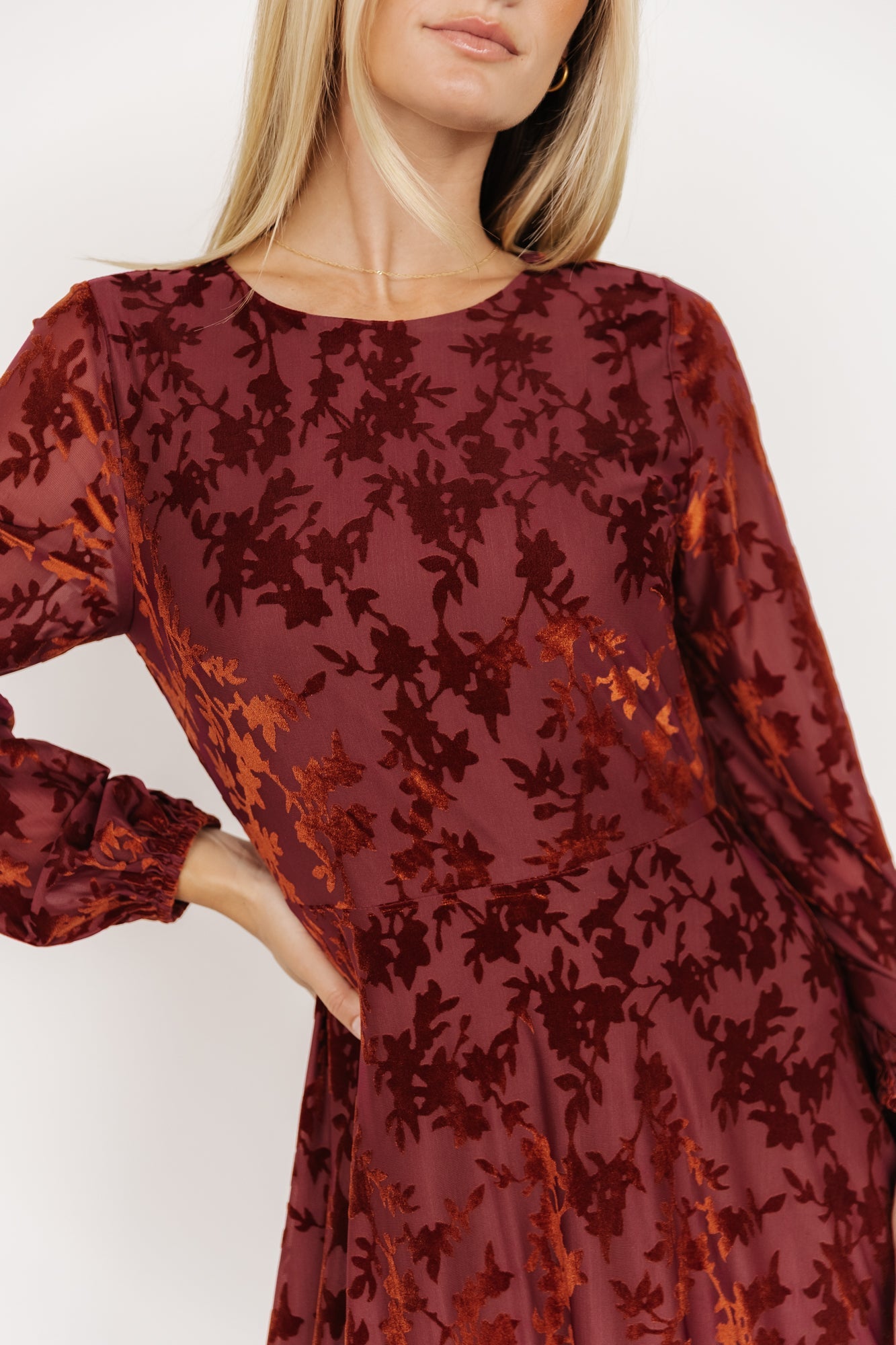 Thora Velvet Dress | Copper Floral
