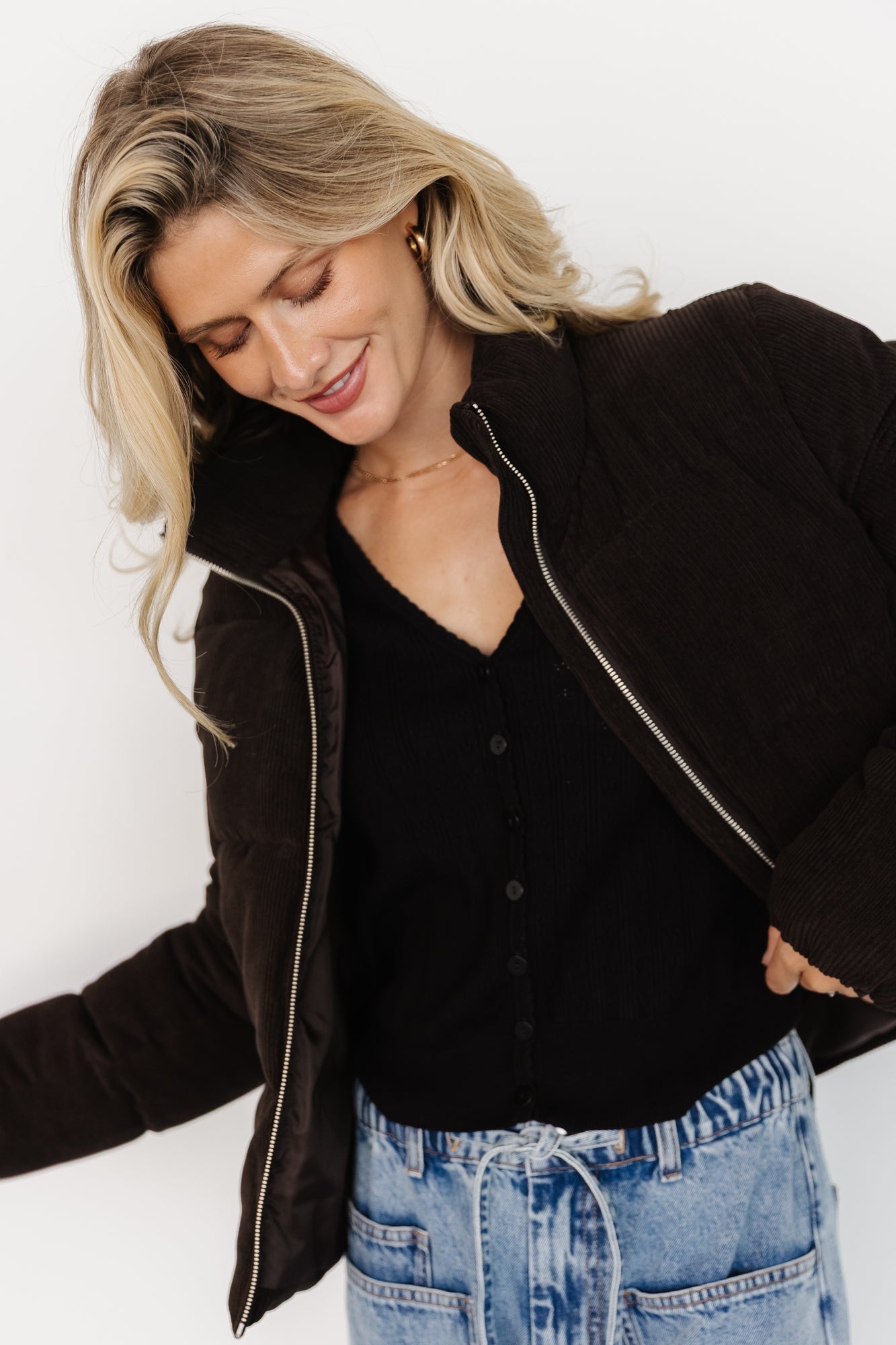 Holden Corduroy Puffer Jacket | Dark Brown