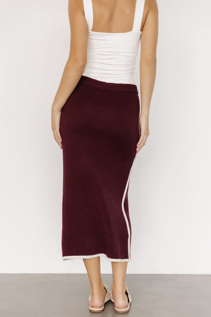 Ava Knit Midi Skirt | Wine