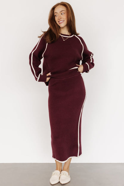 Ava Knit Midi Skirt | Wine