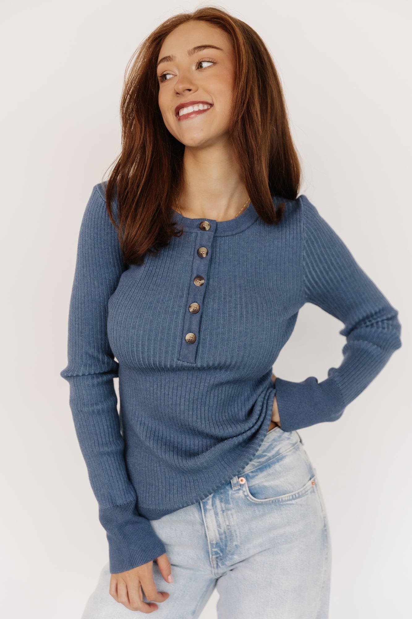 Stevie Ribbed Sweater | Blue