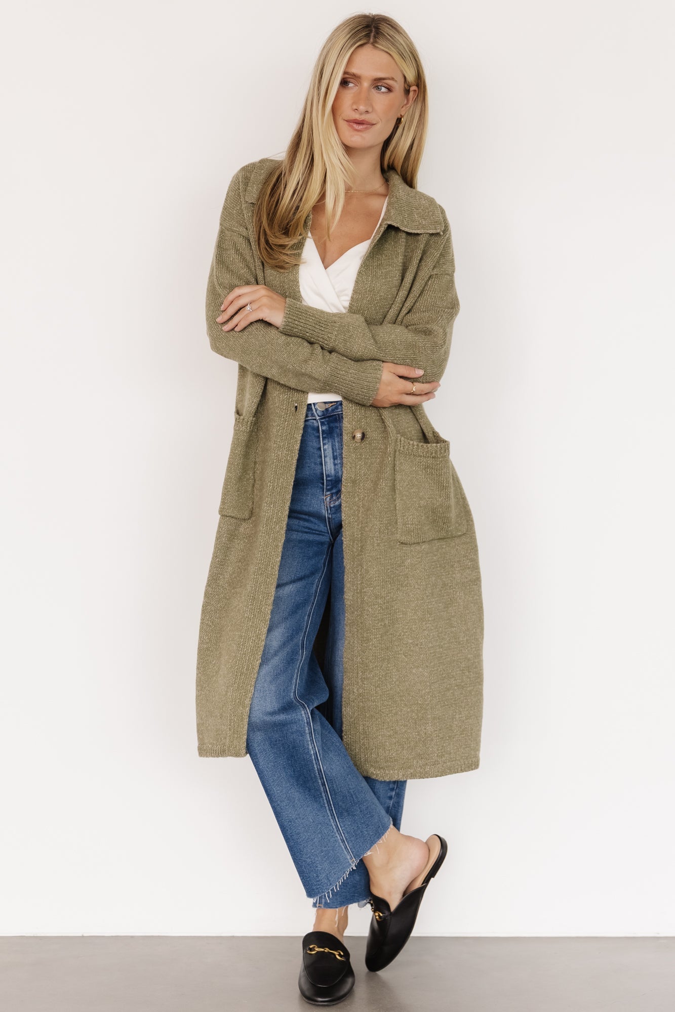 Ontario Long Button Cardigan | Olive