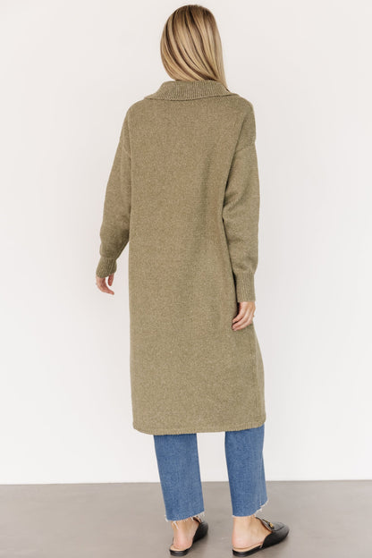Ontario Long Button Cardigan | Olive