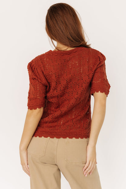 Serenity Knit Sweater Top | Rust