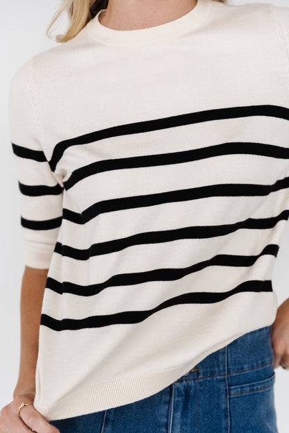 Huntington Striped Top | Cream + Black