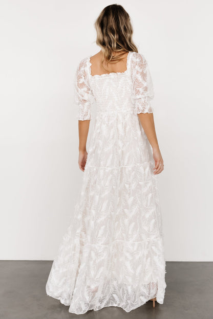 Paloma Smocked Feather Maxi Dress | Off White