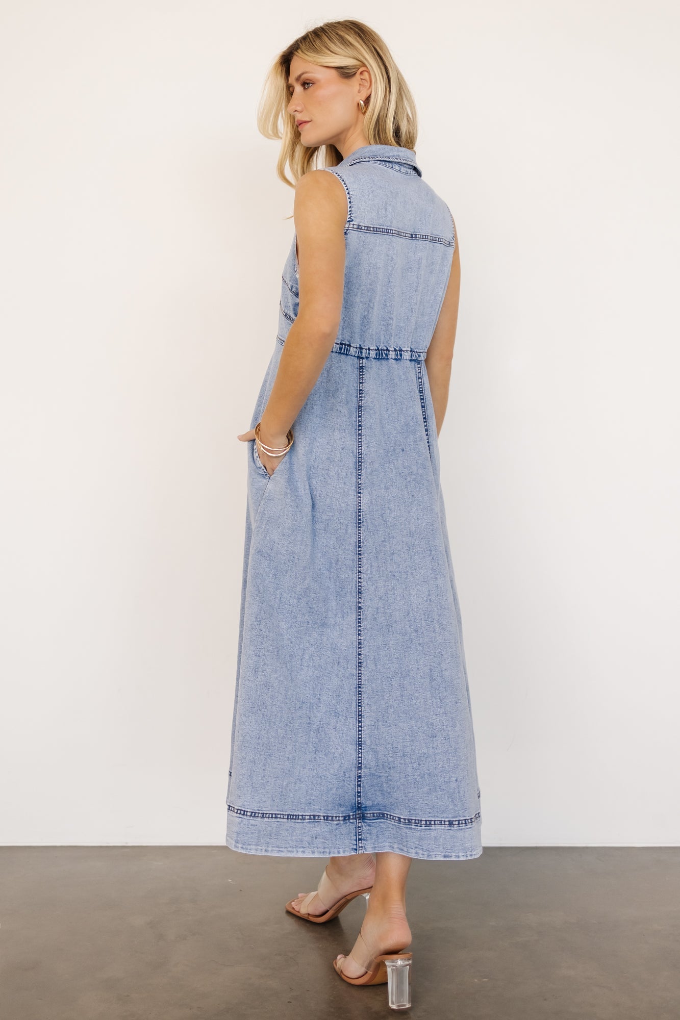 Georgia Sleeveless Midi Dress | Denim