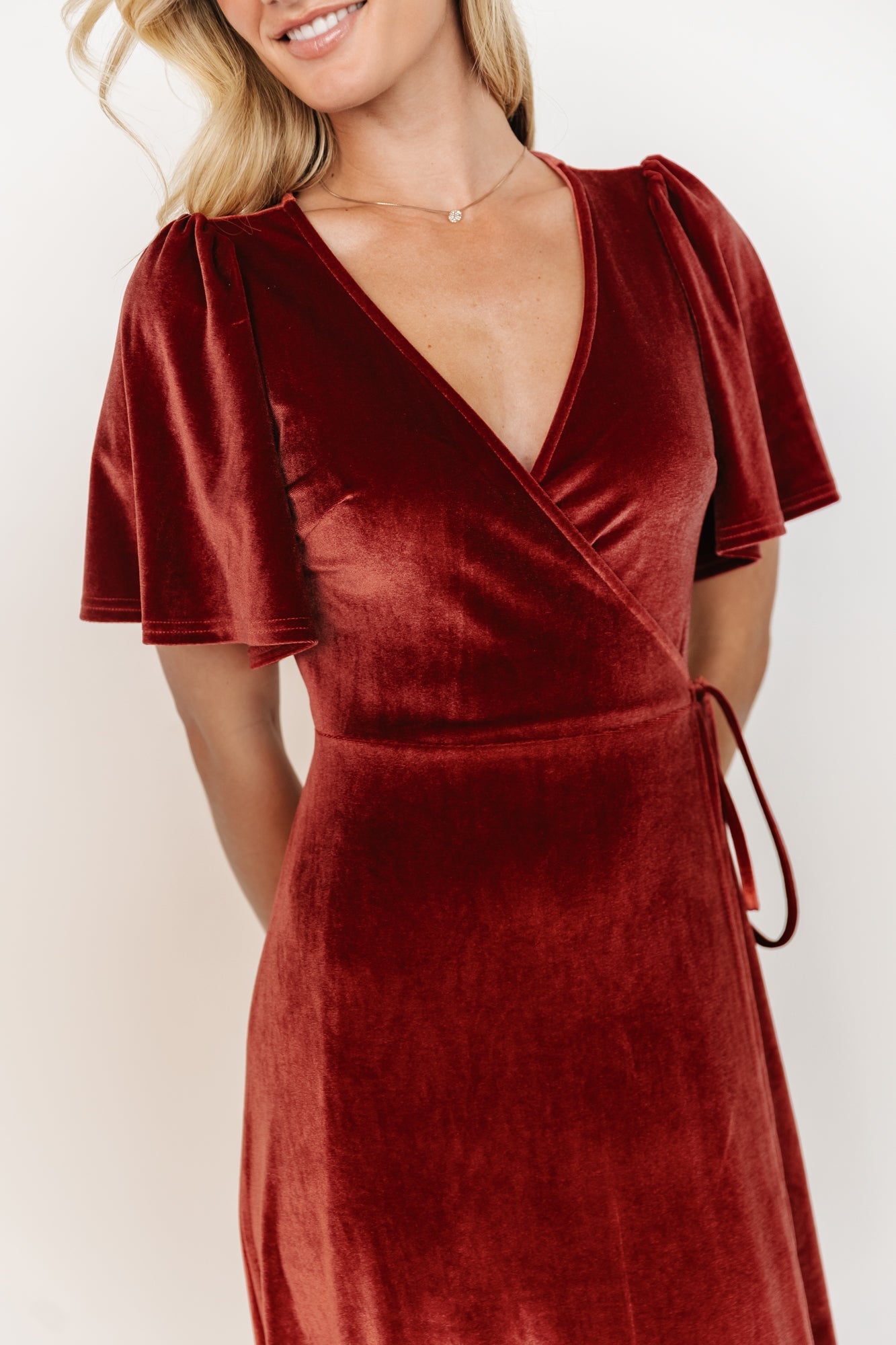 Katelyn Velvet Maxi Wrap Dress | Terracotta