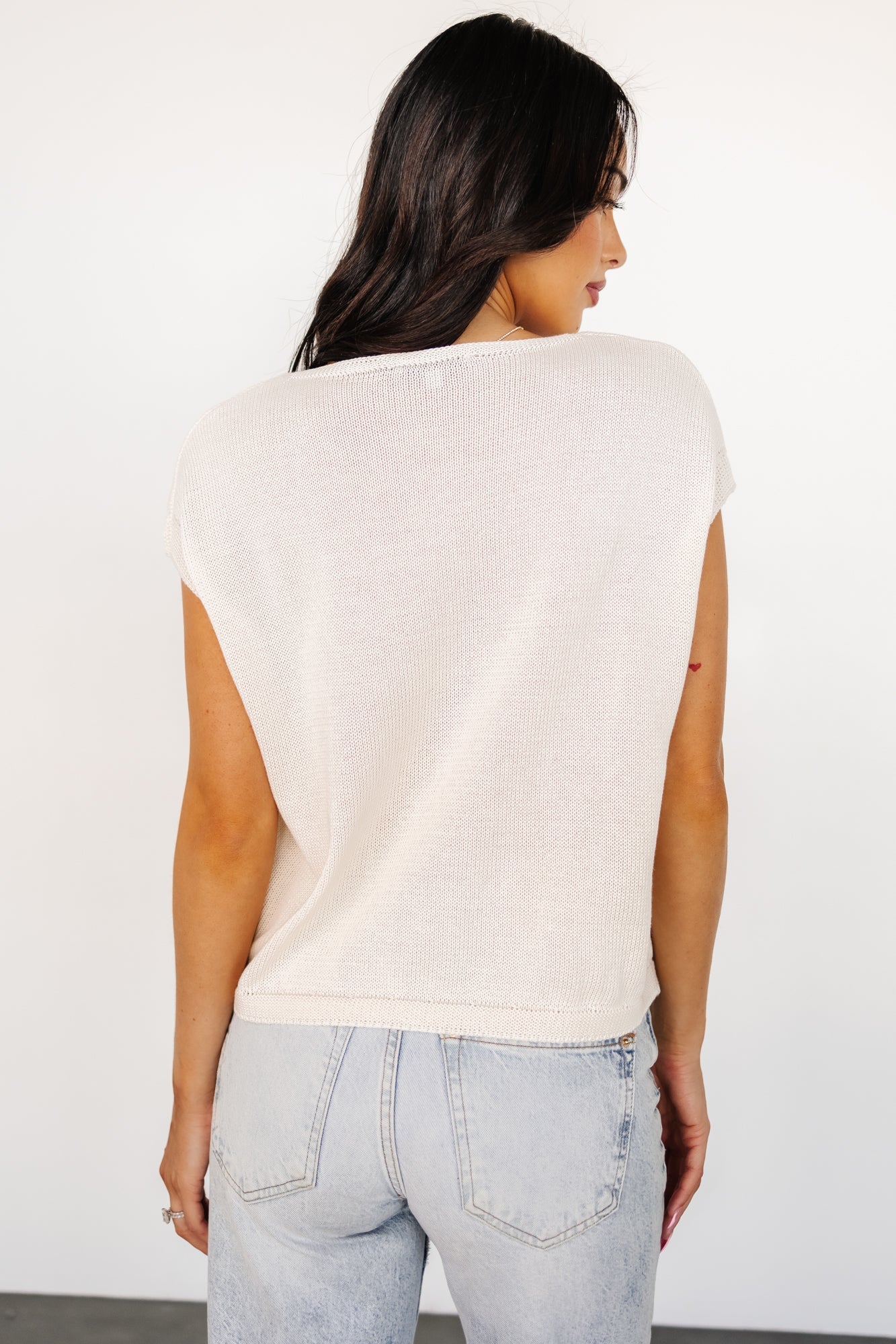 Lexie Knit Top | Cream + Orange Applique