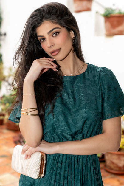 Mindy Pleated Dress | Emerald