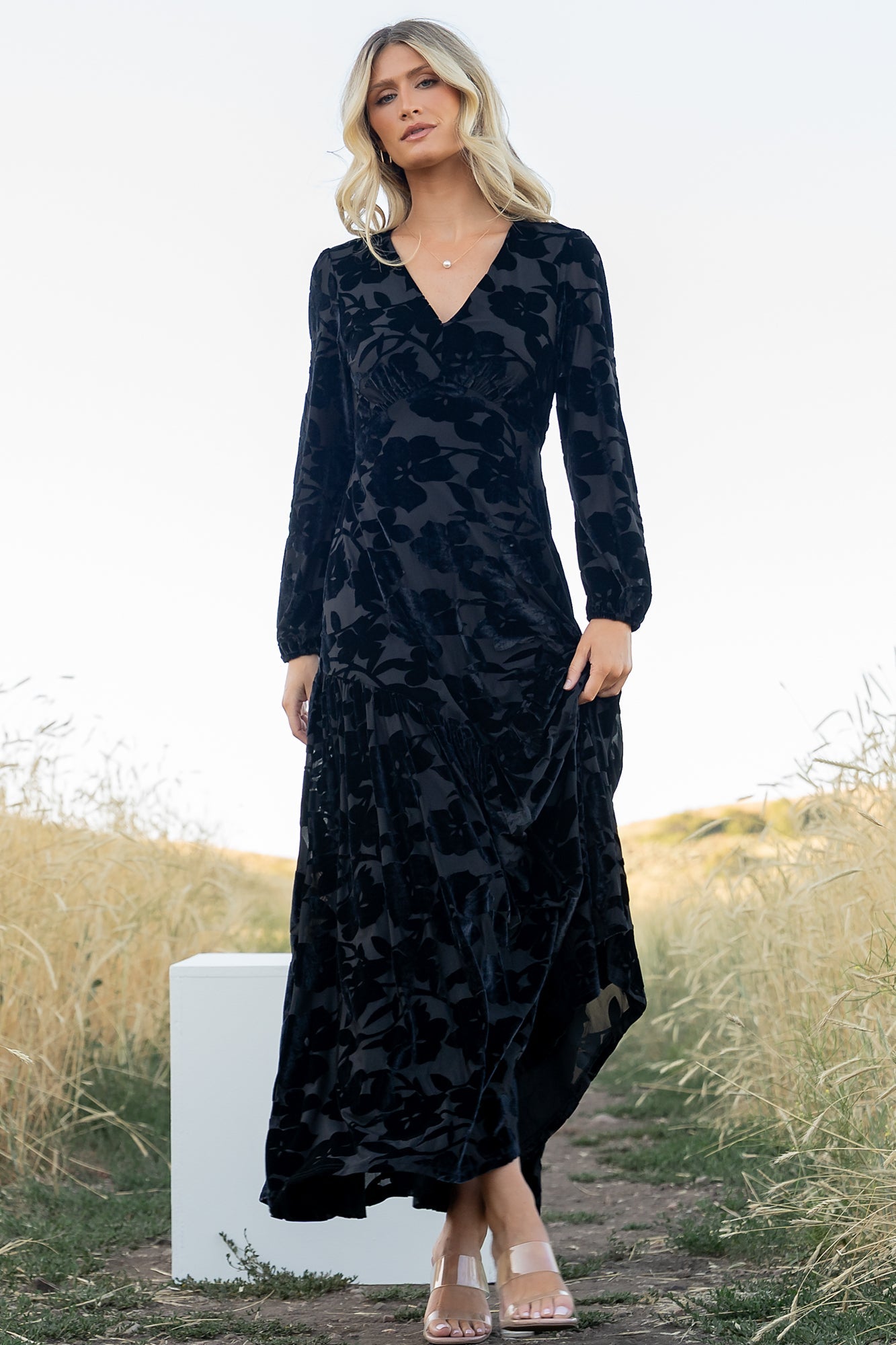 Vienna Velvet Maxi Dress | Black