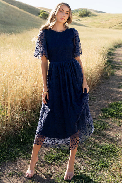 Kendra Embroidered Dress | Navy