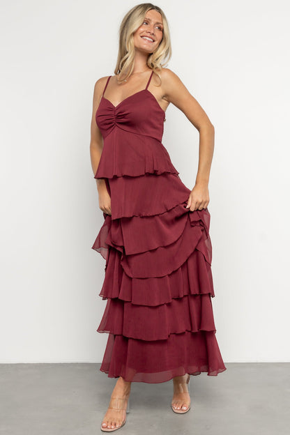 Tiana Tiered Maxi Dress | Burgundy