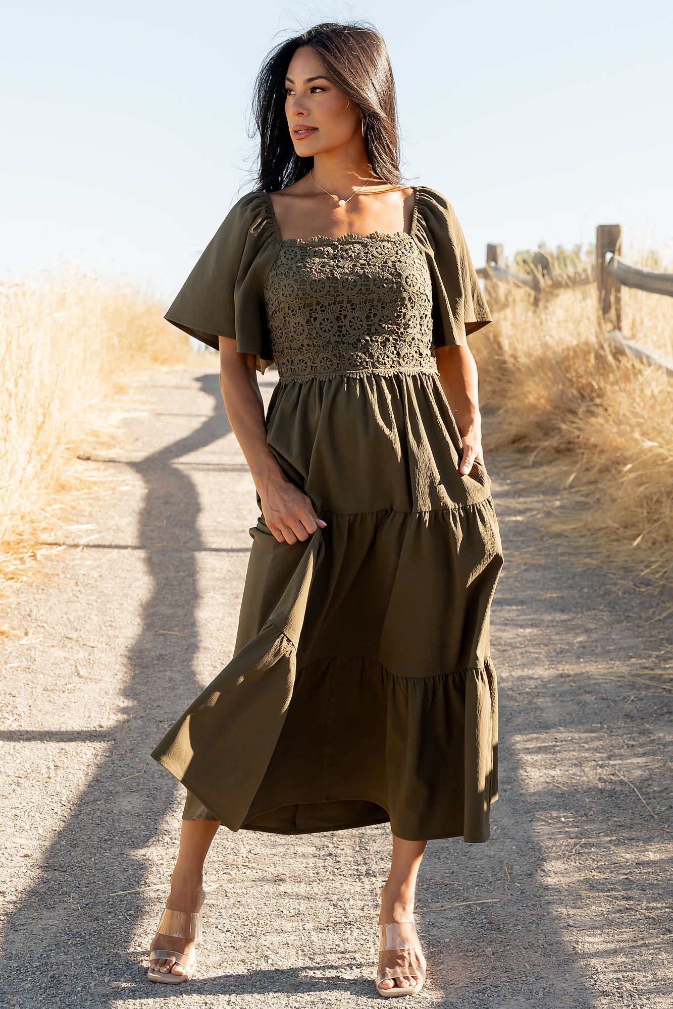 Fauna Lace Top Dress | Olive