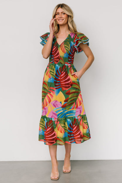 Marielle Smocked Midi Dress | Multi Print