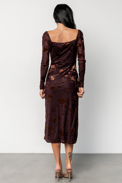 Tamara Midi Dress | Deep Plum + Dark Bronze Floral