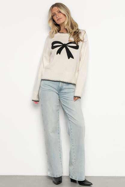 Bow Sweater | Cream + Black
