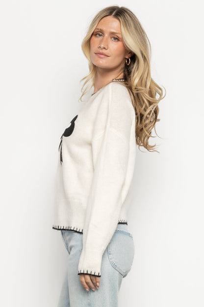 Bow Sweater | Cream + Black