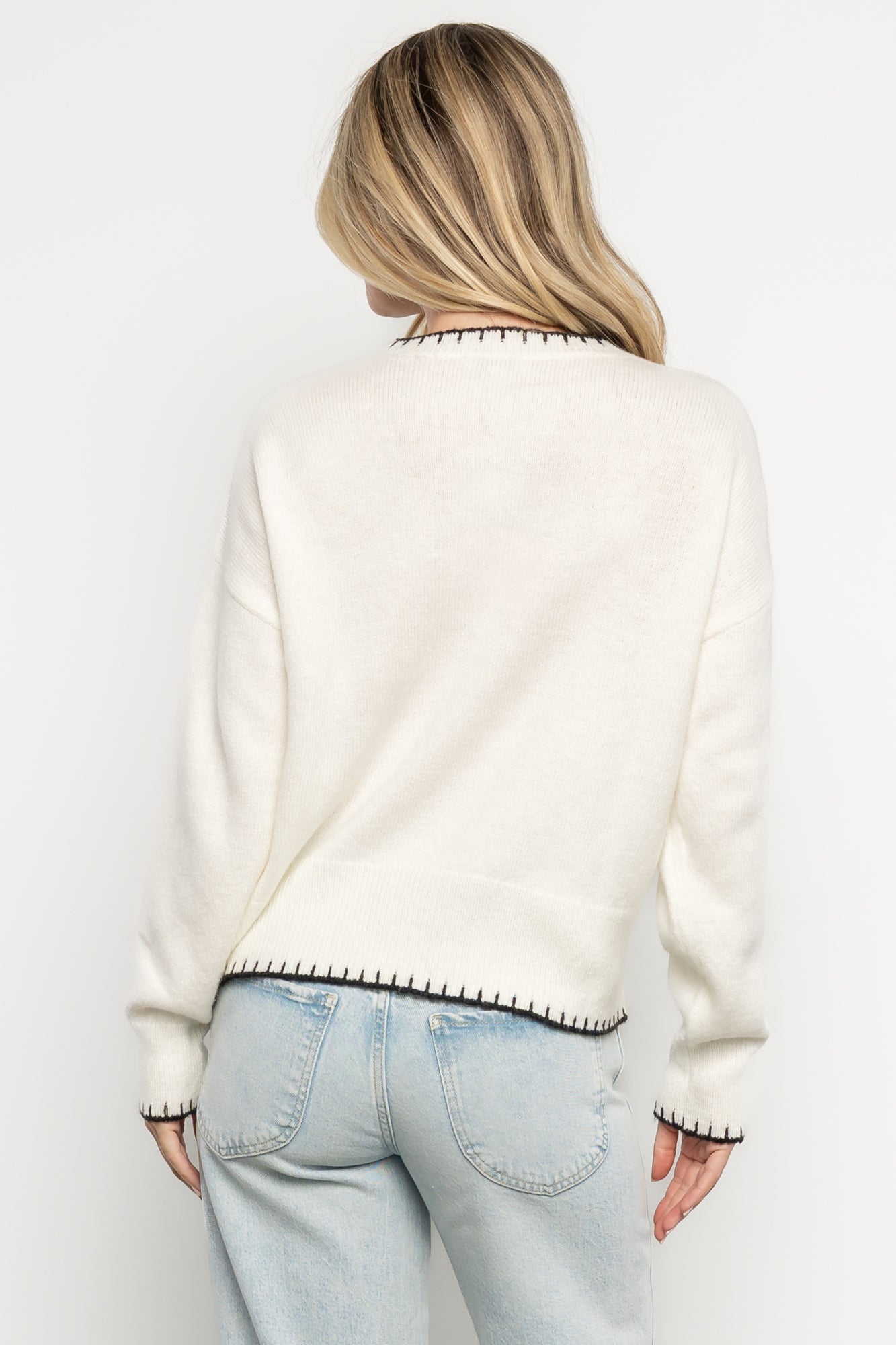 Bow Sweater | Cream + Black