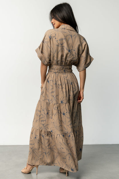 Hedda Tiered Maxi Dress | Natural + Blue Floral