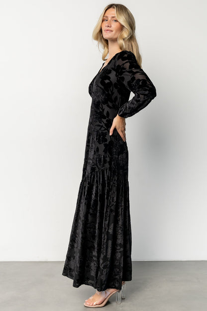 Vienna Velvet Maxi Dress | Black