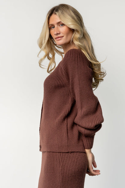 Blair Rib Knit Cardigan | Mahogany