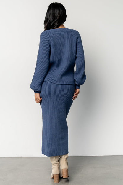 Blair Rib Knit Cardigan | Blue