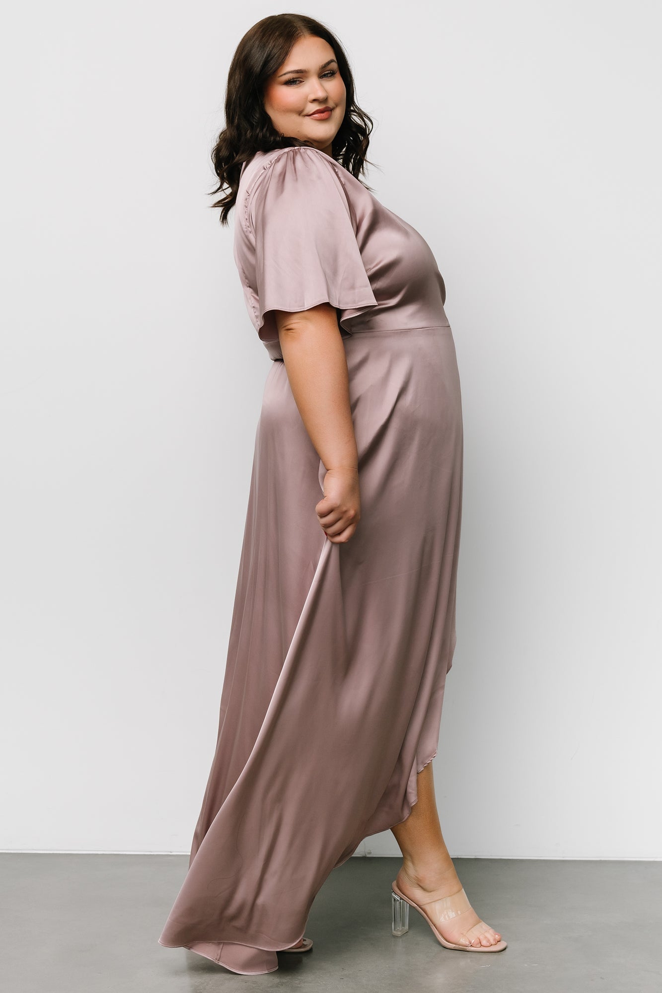 Vara Satin Maxi Wrap Dress | Lilac
