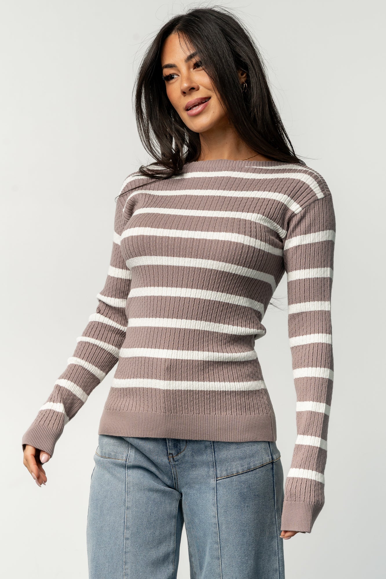 Emilie Ribbed Top | Mocha + Ivory