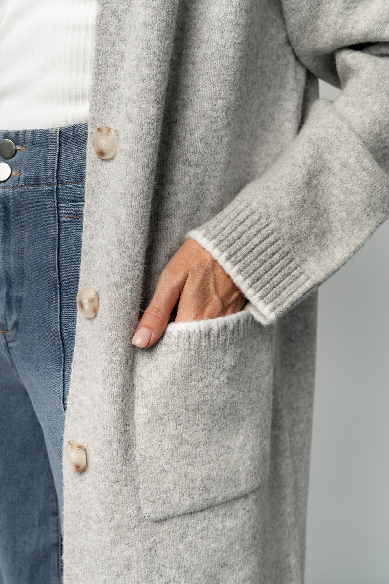 Senna Longline Cardigan | Light Gray