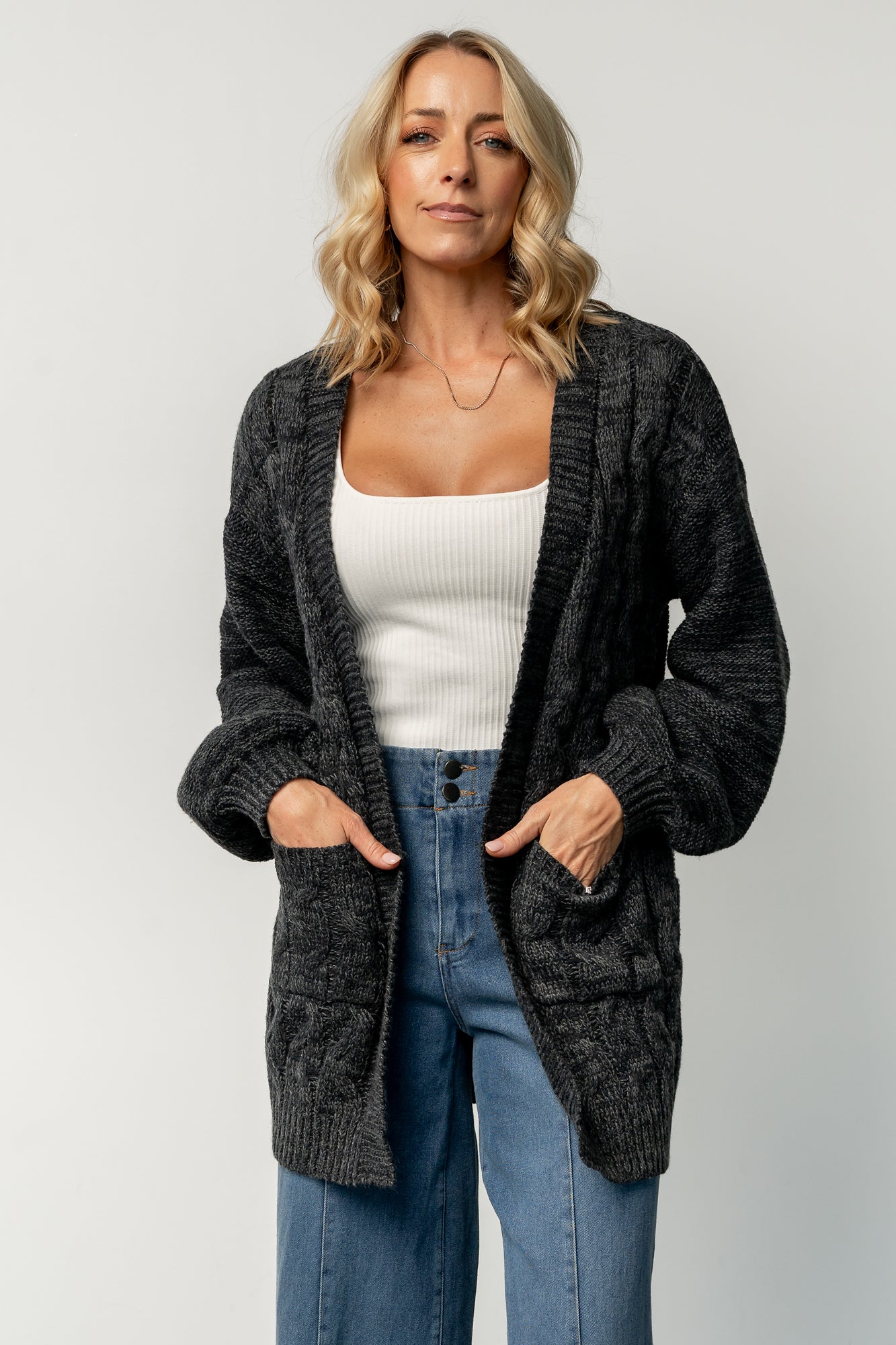 Spencer Chunky Knit Cardigan | Charcoal